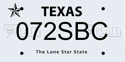 072SBC Texas License Plate