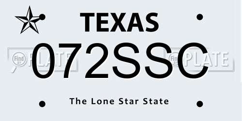 072SSC Texas License Plate