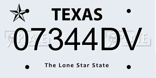 07344DV Texas License Plate