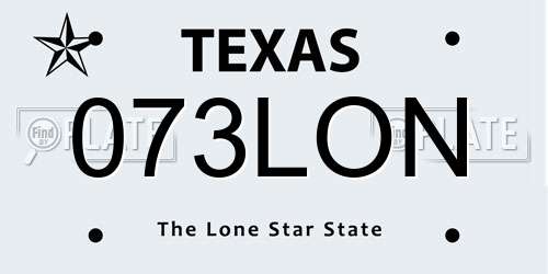 073LON Texas License Plate