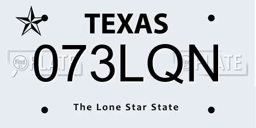 073LQN Texas License Plate