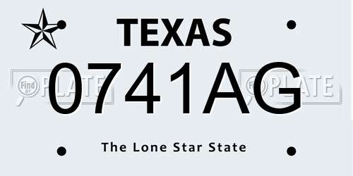 0741AG Texas License Plate