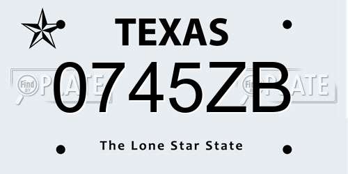 0745ZB Texas License Plate