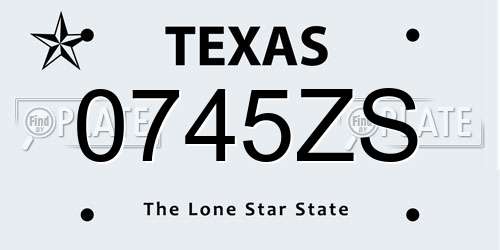 0745ZS Texas License Plate