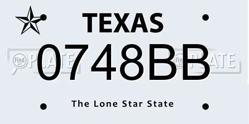 0748BB Texas License Plate