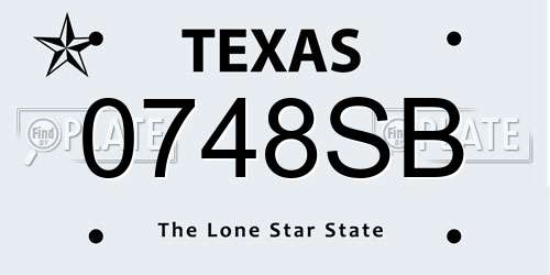 0748SB Texas License Plate