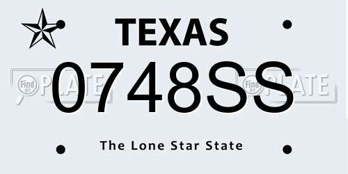 0748SS Texas License Plate