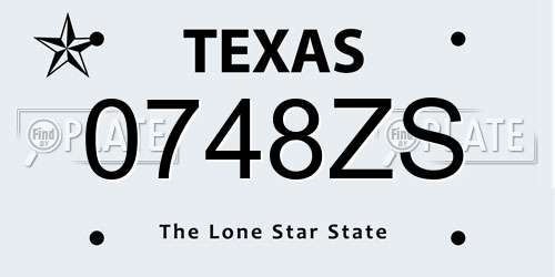 0748ZS Texas License Plate