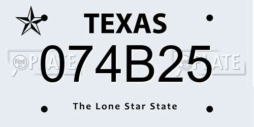 074B25 Texas License Plate