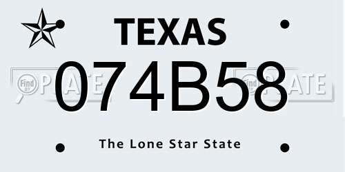 074B58 Texas License Plate
