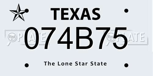 074B75 Texas License Plate