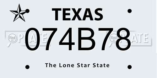 074B78 Texas License Plate