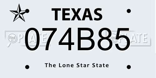 074B85 Texas License Plate