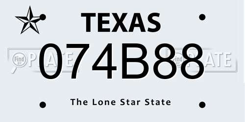 074B88 Texas License Plate