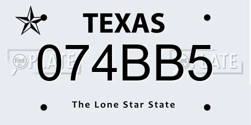 074BB5 Texas License Plate