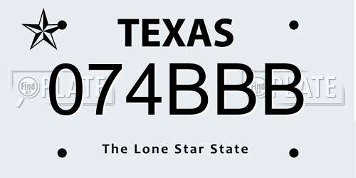 074BBB Texas License Plate