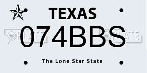 074BBS Texas License Plate