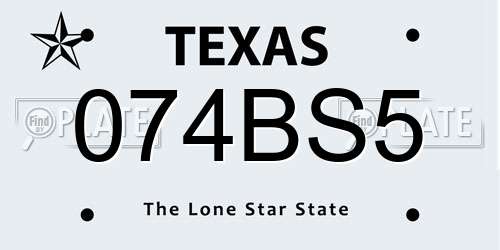 074BS5 Texas License Plate