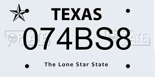 074BS8 Texas License Plate