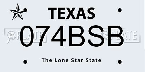 074BSB Texas License Plate