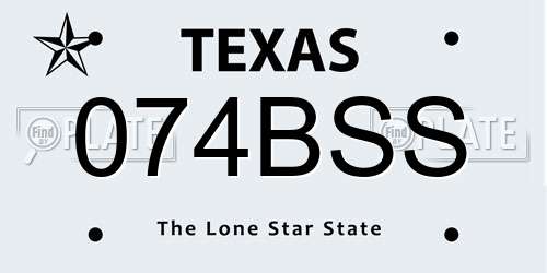 074BSS Texas License Plate
