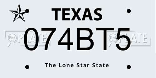 074BT5 Texas License Plate