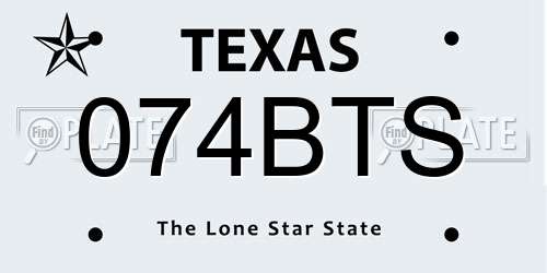 074BTS Texas License Plate