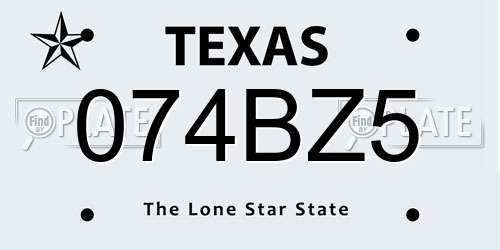074BZ5 Texas License Plate