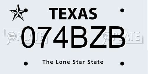 074BZB Texas License Plate