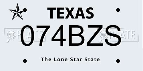 074BZS Texas License Plate