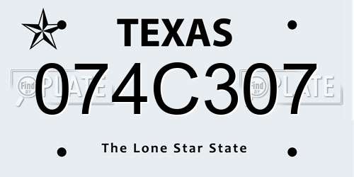 074C307 Texas License Plate