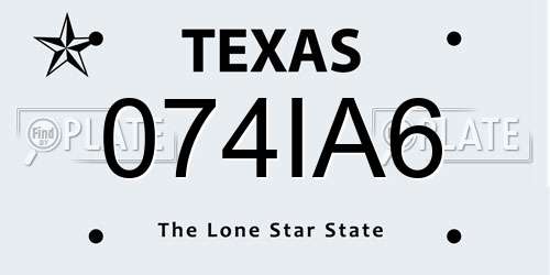 074IA6 Texas License Plate