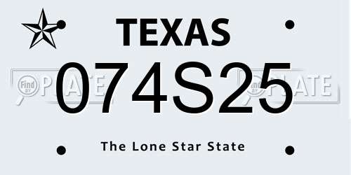 074S25 Texas License Plate