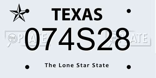 074S28 Texas License Plate