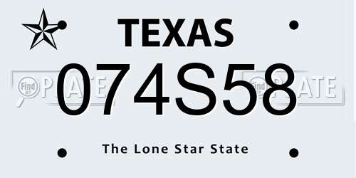 074S58 Texas License Plate