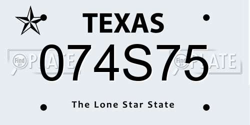 074S75 Texas License Plate