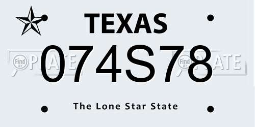 074S78 Texas License Plate