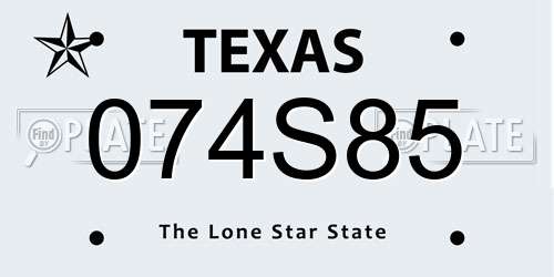 074S85 Texas License Plate