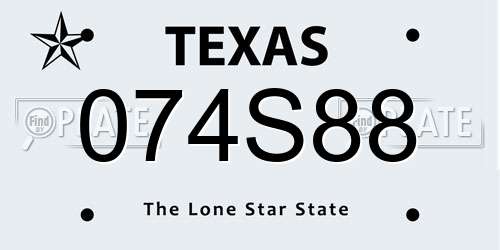 074S88 Texas License Plate