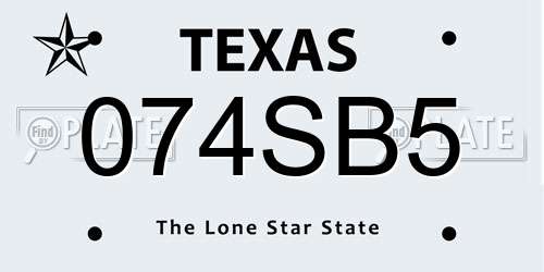 074SB5 Texas License Plate