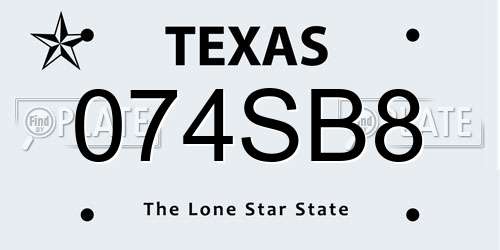 074SB8 Texas License Plate
