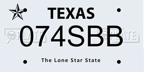 074SBB Texas License Plate