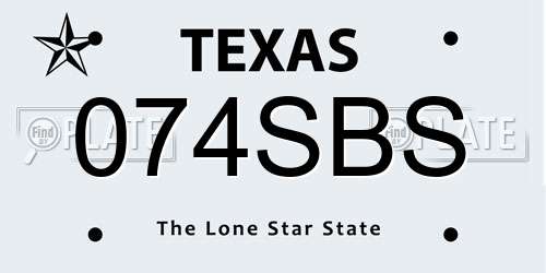 074SBS Texas License Plate