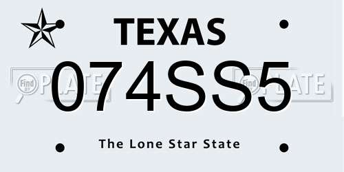 074SS5 Texas License Plate