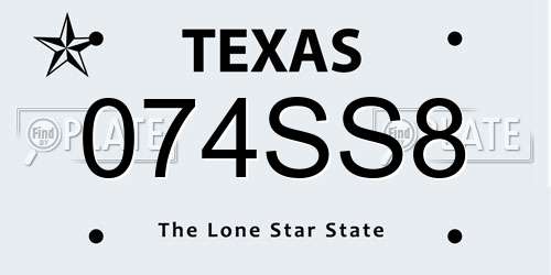 074SS8 Texas License Plate