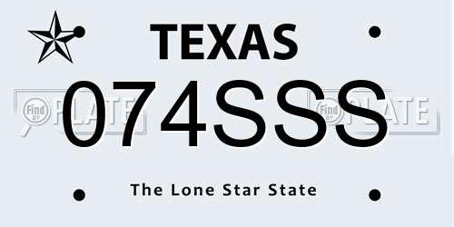 074SSS Texas License Plate
