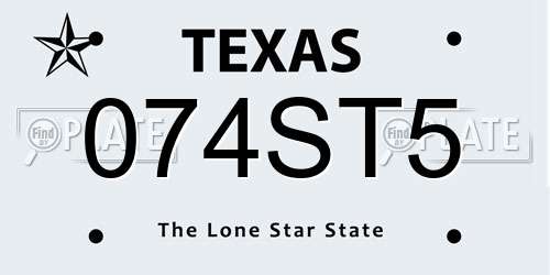 074ST5 Texas License Plate
