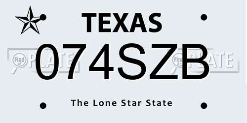 074SZB Texas License Plate