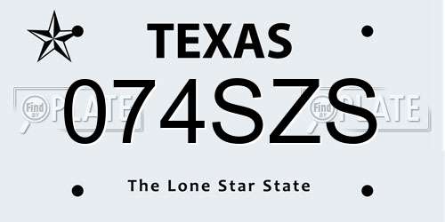 074SZS Texas License Plate