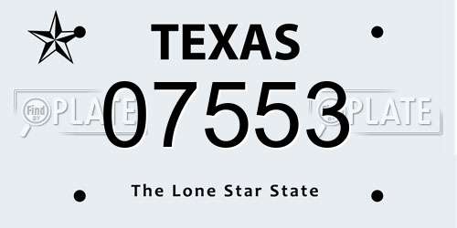07553 Texas License Plate